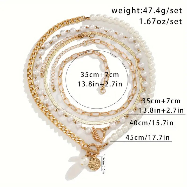 Moderne Gelaagde Parelketting Set