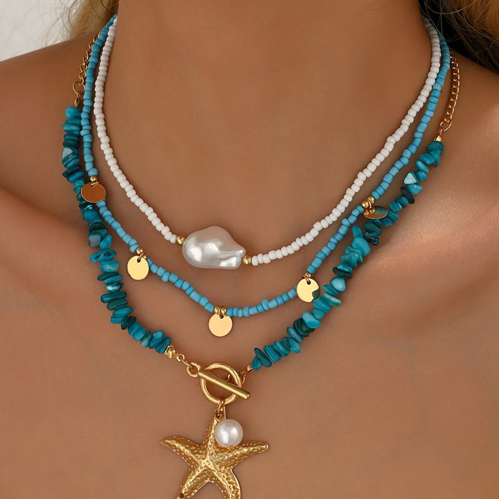 Kust Parel Turkoois Ketting