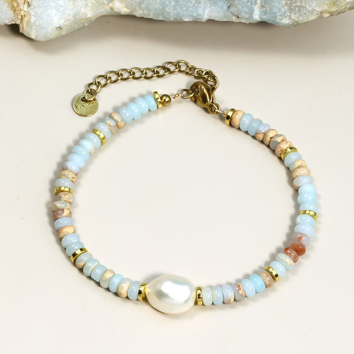Strand Parel Turkoois Armband