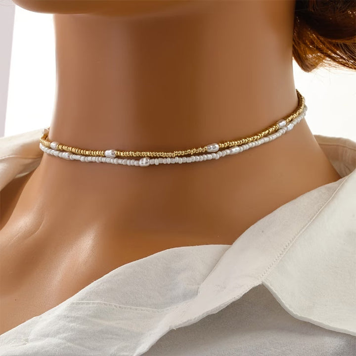 Gelaagde Gouden Parelketting Set