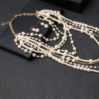 Boho Gelaagde Parel Statement Set