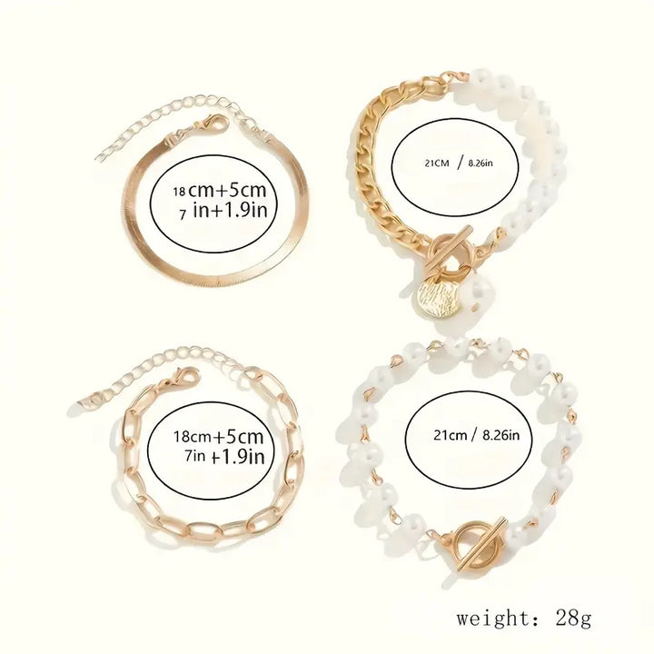 Gelaagde Parel Armbandenset