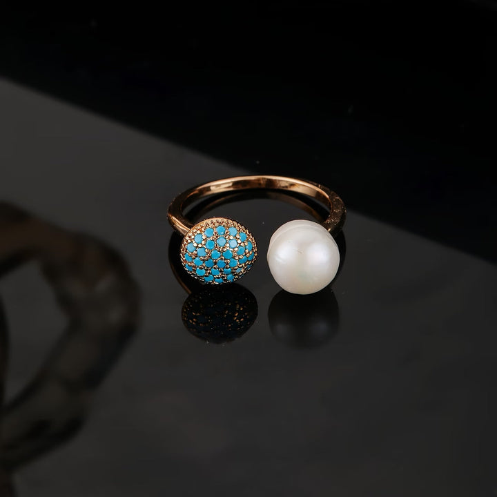 Parel &amp; Turkoois Ring