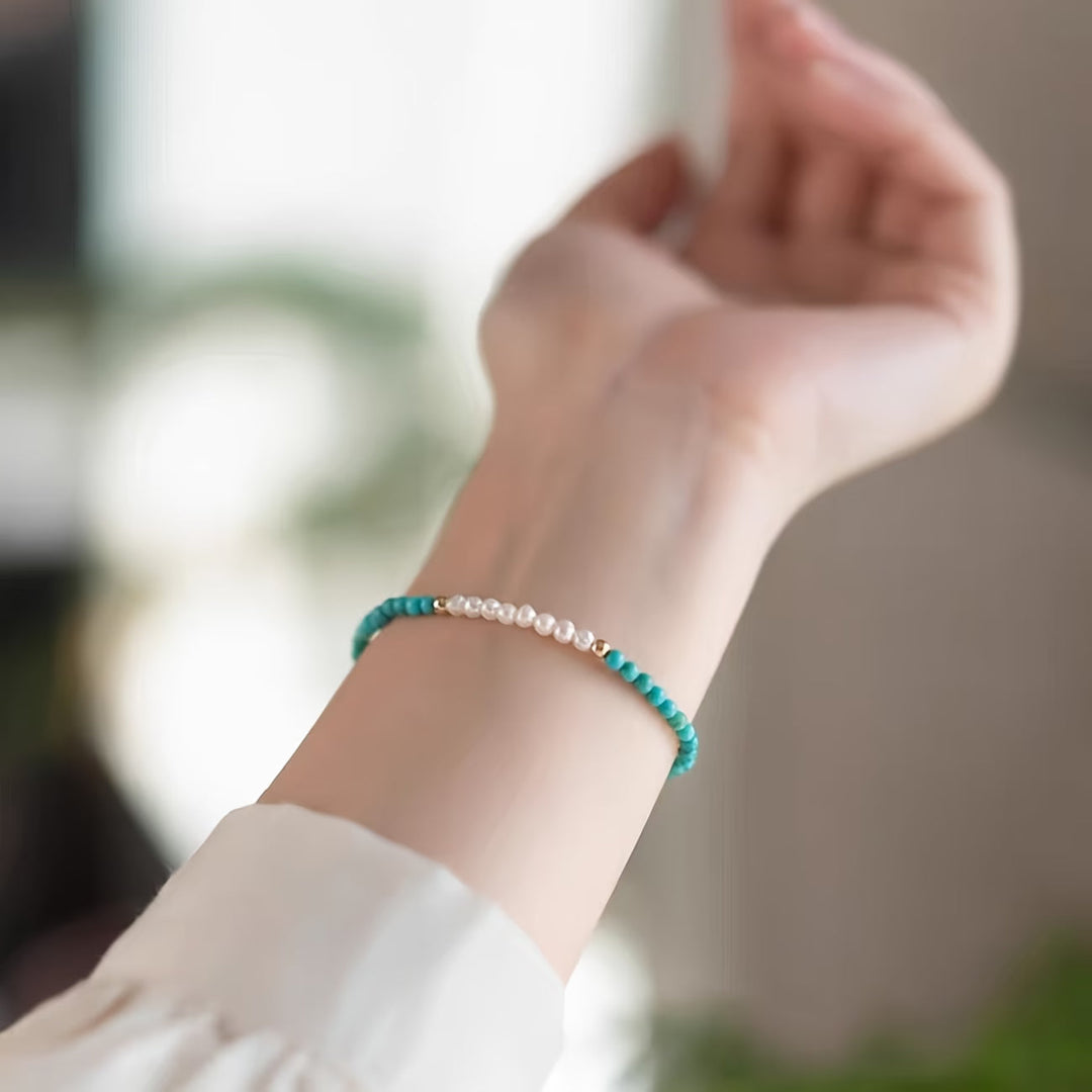 Subtiele Parel Turkoois Armband