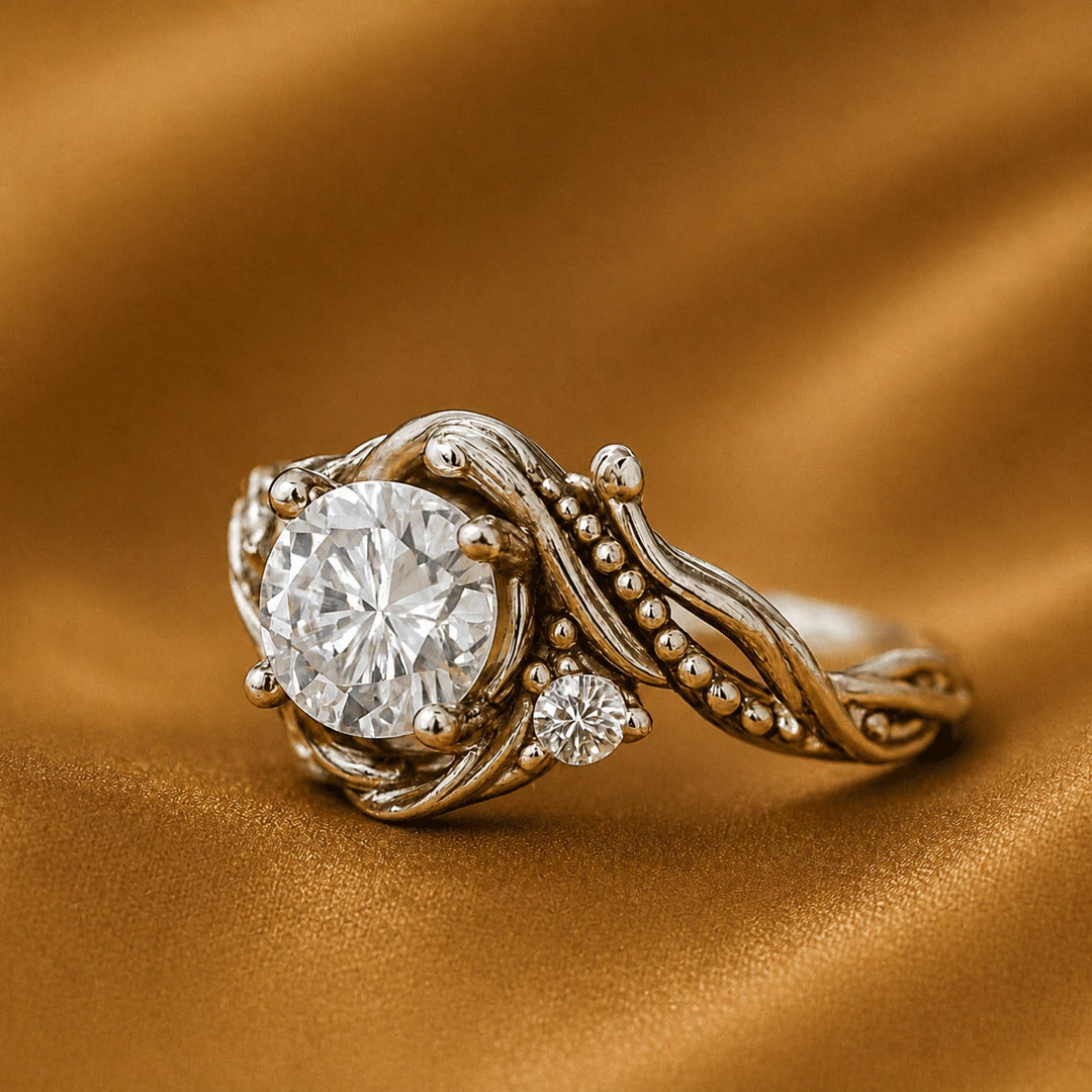 Ring Zweig Silber mit Zirkonia