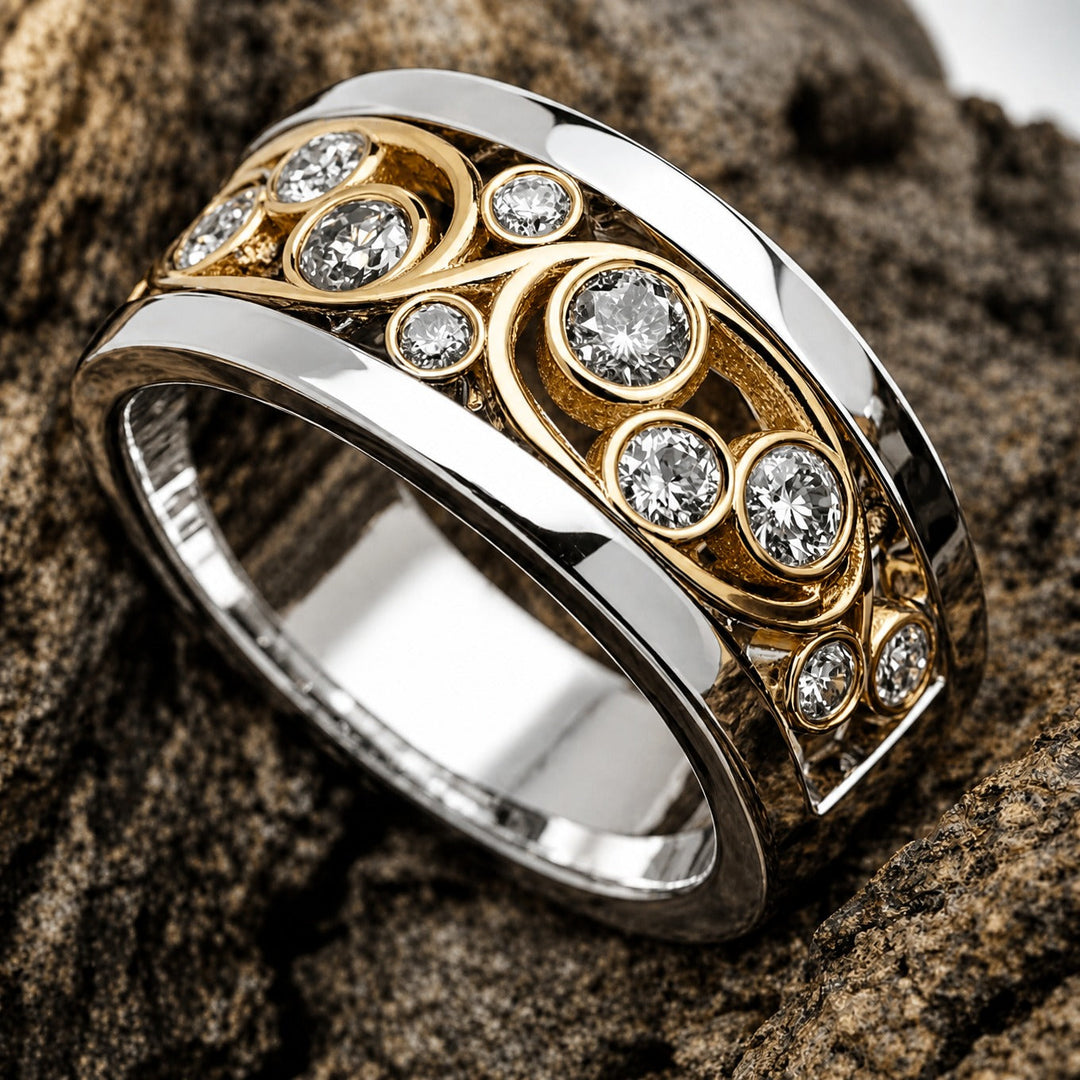 Ring Efeuranke Gold-Silber