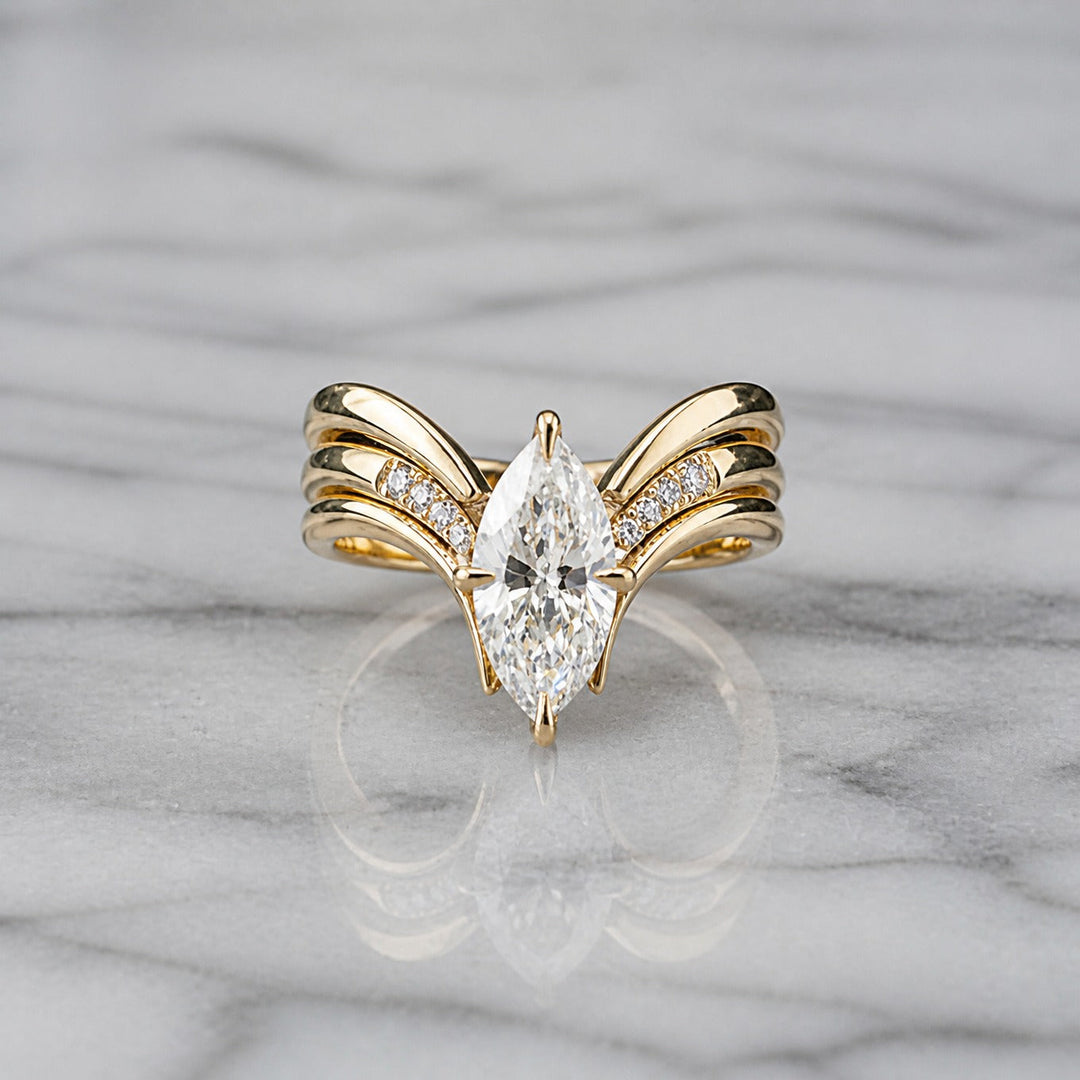 Ring Tropfen-Krone Gold
