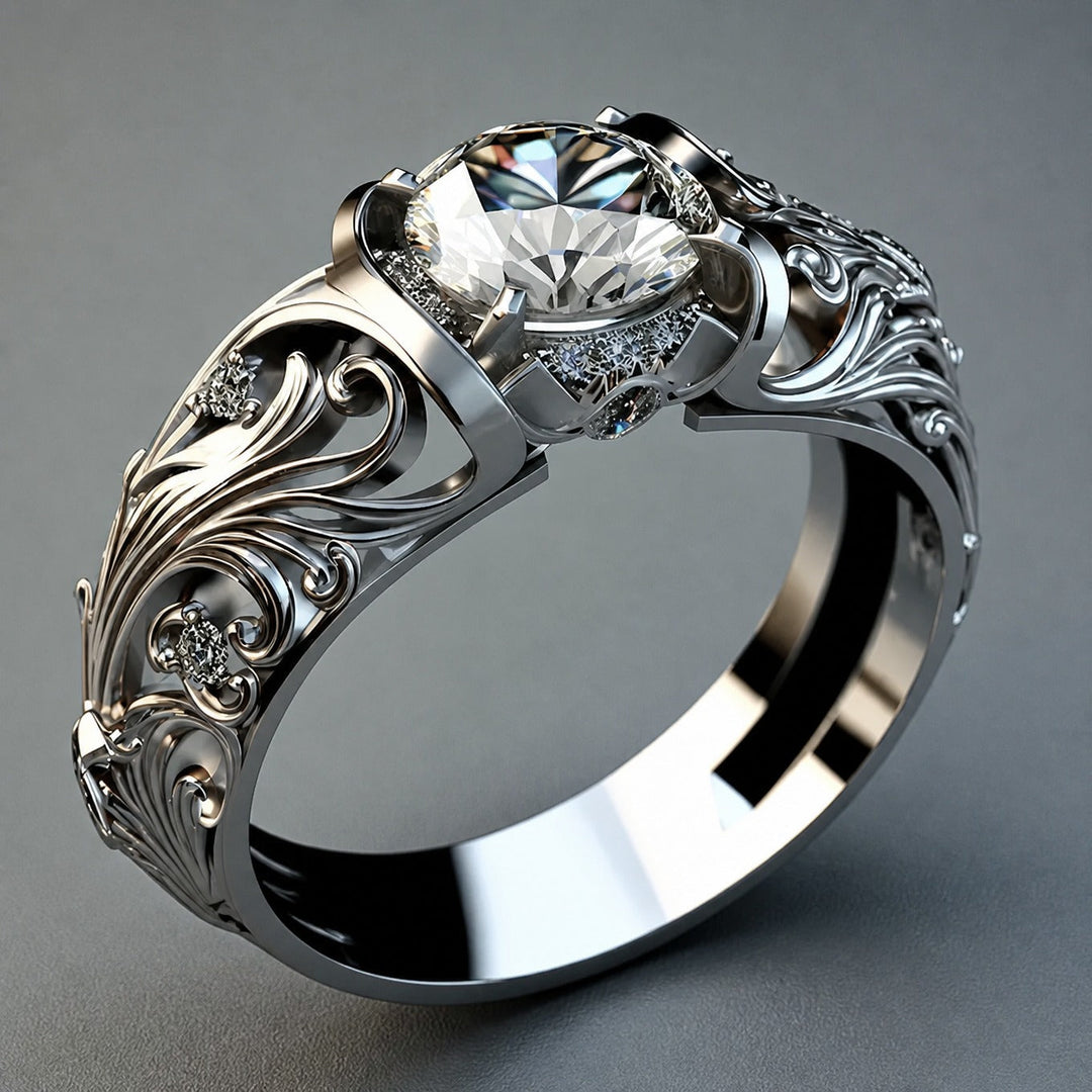 Ring Exotischer Kristall Silber