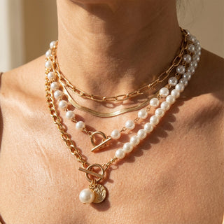 Moderne Gelaagde Parelketting Set