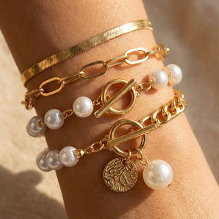 Gelaagde Parel Armbandenset